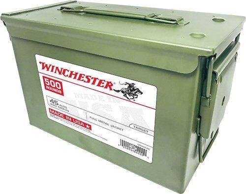 Winchester USA Ammo Can 45 Auto 230 FMJ 910 fps 500/ct Ammo
