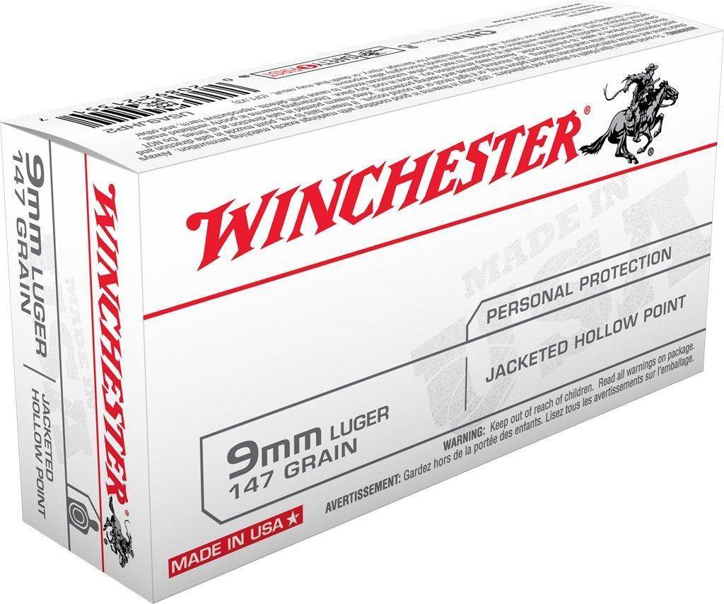 Winchester USA Handgun Ammunition 9mm Luger 147 gr. JHP 990 fps 50/ct