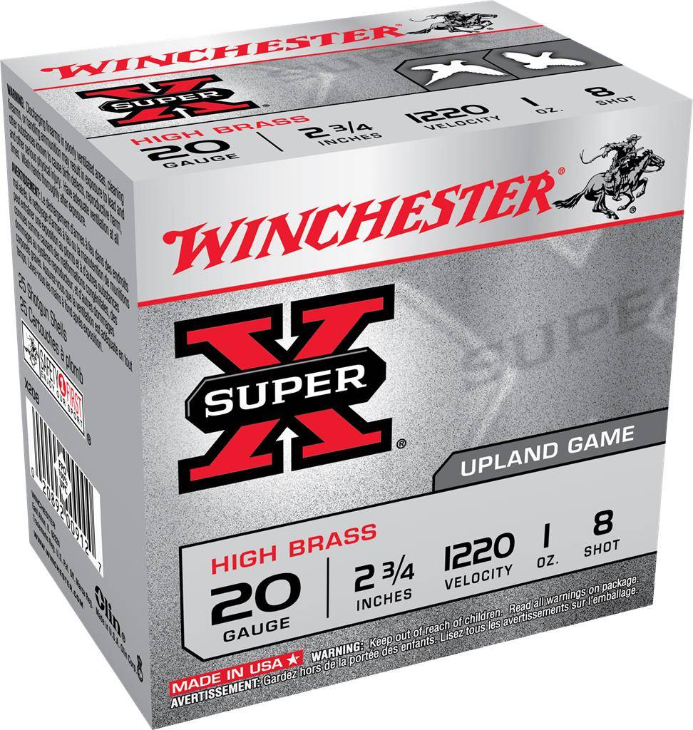 Winchester Super-X High-Brass Shotshells 20 ga 2-3/4" 1 oz 1220 fps #8 25/ct