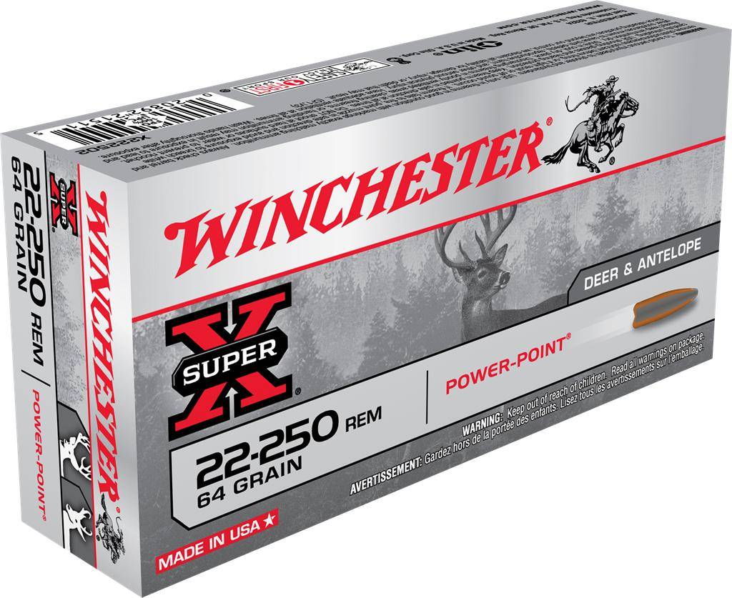 Winchester Power Point Rifle Ammunition .22-250 Rem 64 gr. PSP 3500 fps 20/ct