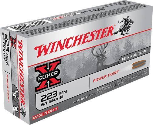 Winchester Power Point Rifle Ammunition .223 Rem 64 gr. PSP 3020 fps 20/ct
