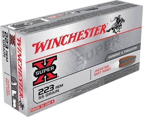 Winchester Super-X Rifle Ammunition .223 Rem 55 gr. JSP 3240 fps 20/ct