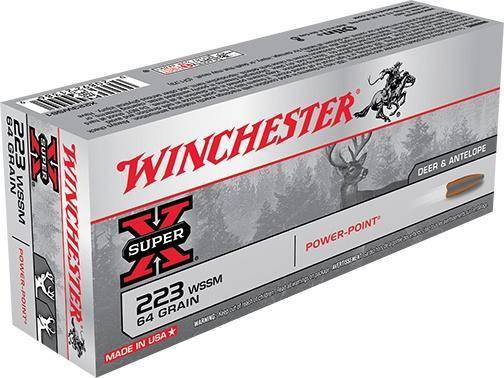 Winchester Super-X Rifle Ammunition .223 WSSM 64 gr. PSP 3600 fps 20/ct
