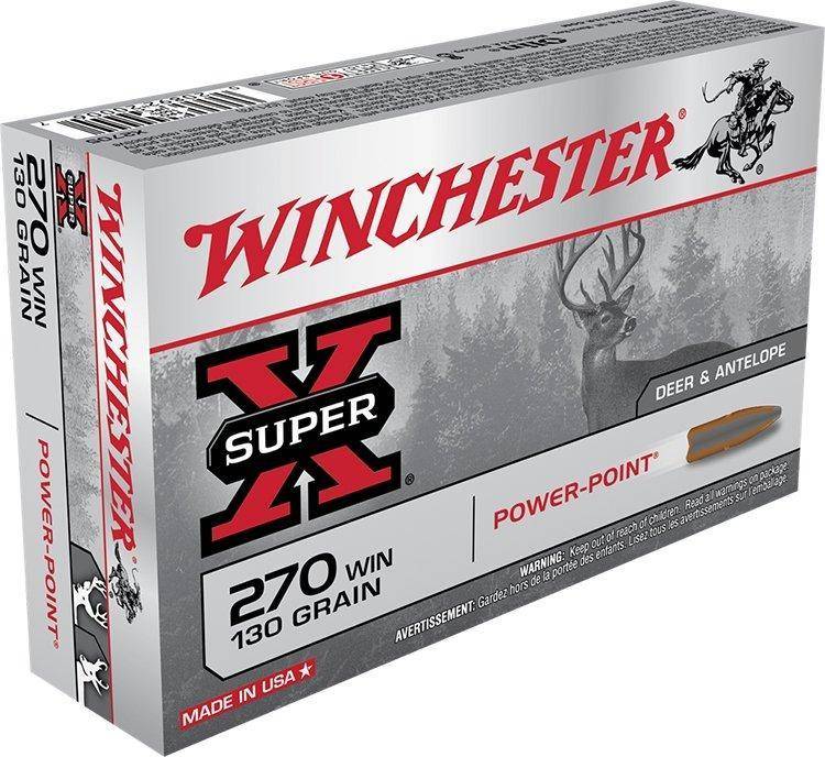 Winchester Super-X Power Point Rifle Ammunition .270 Win 130 gr JSP 3060 fps 20/ct