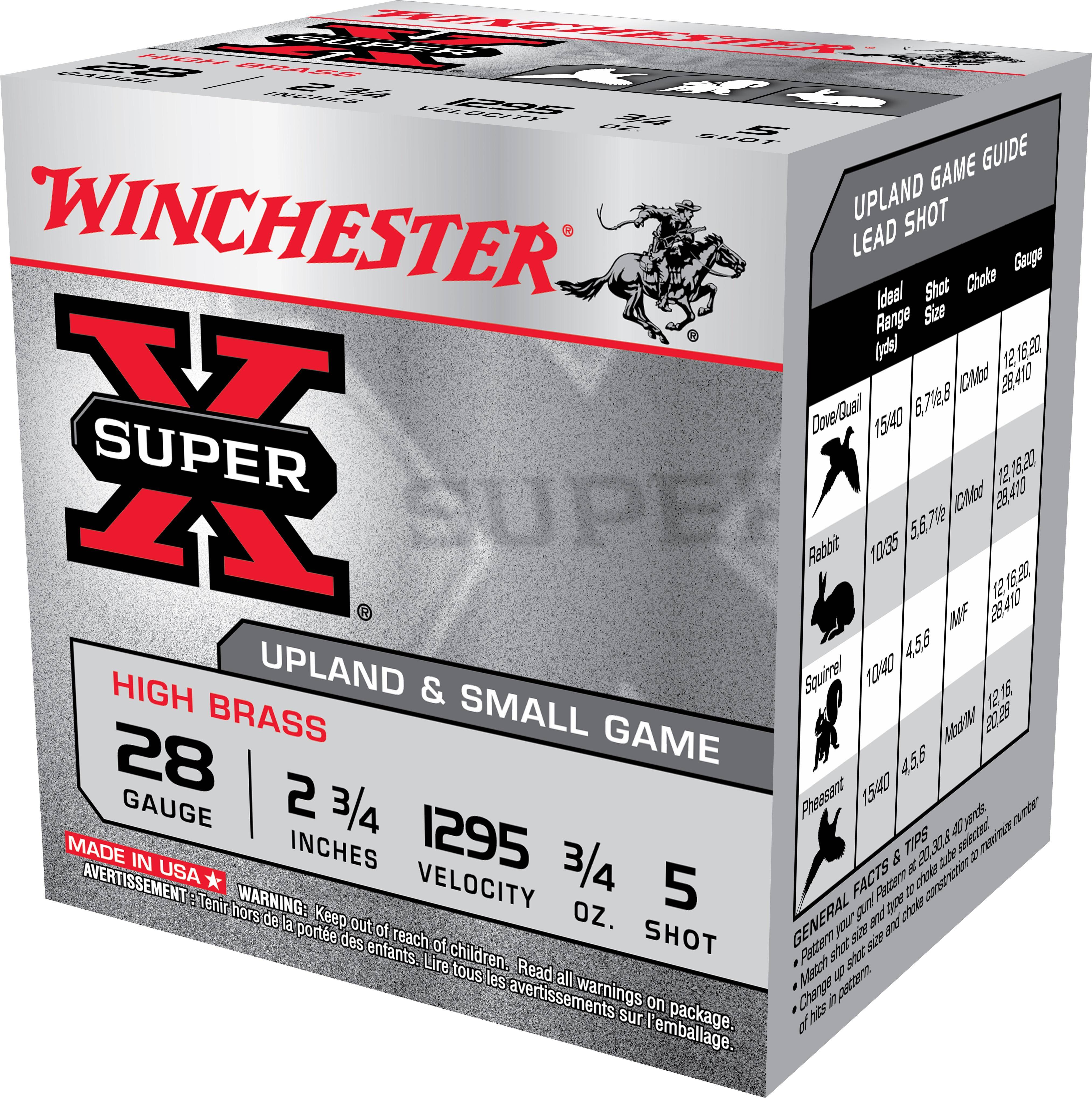 Winchester Super-X High Brass Game Shotshells 28 ga 2-3/4" 3/4oz 1295 fps #5 25/ct