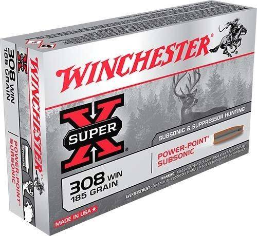 Winchester Super-X Subsonic Rifle Ammunition .308 WIN 185 gr. HP 1060 fps 20/ct