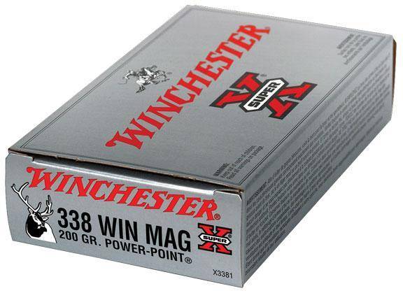 Winchester Super-X Power Point Rifle Ammunition .338 Win Mag 200 gr. PSP 2960 fps 20/ct