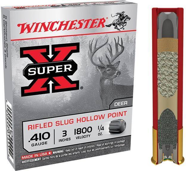 Winchester Super-X Rifled Slug Shotshells .410 ga 3" 1/4 oz 1800 fps Slug 5/ct