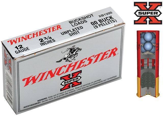 Winchester Super-X Buckshot Shotshells 12 ga 2-3/4" 1325 fps #00 5/ct