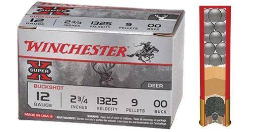 Winchester Super-X Buckshot Shotshells 12 ga 2-3/4" 1325 fps #00 15/ct