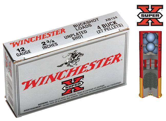 Winchester Super-X Buckshot Shotshels 12 ga 2-3/4" 1325 fps #4B 5/ct