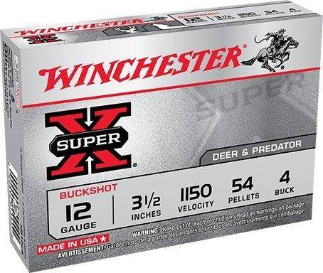 Winchester Super-X Buckshot Shotshells 12 ga 3-1/2" 1150 fps #4B 5/ct