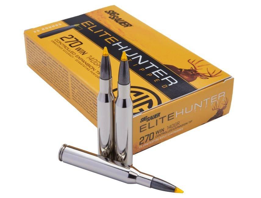 Sig Sauer Elite Tipped Hunting Rifle Ammunition .270 Win 140gr PT 2950 fps 20/ct
