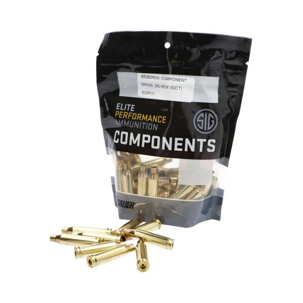 Sig Sauer Unprimed Rifle Brass Cartridge Cases 260 REM (50 CT)