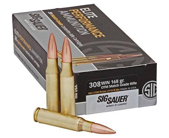 Sig Sauer Elite Match Rifle Ammunition .308 Win 168gr OTM 2700 fps 20/ct