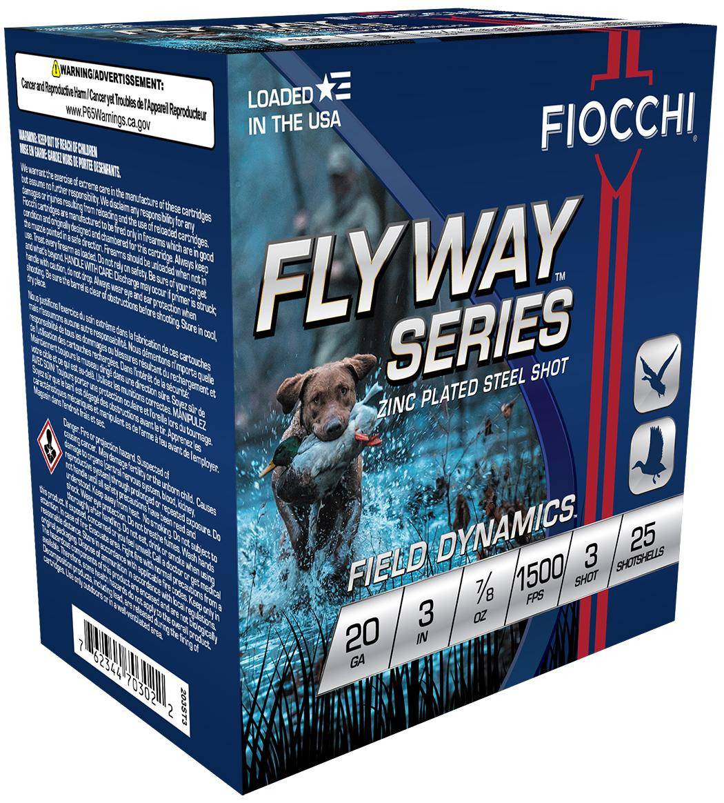 Fiocchi Flyway Steel Shotshells 20 ga 3" 7/8oz 1500fps #3 25/ct