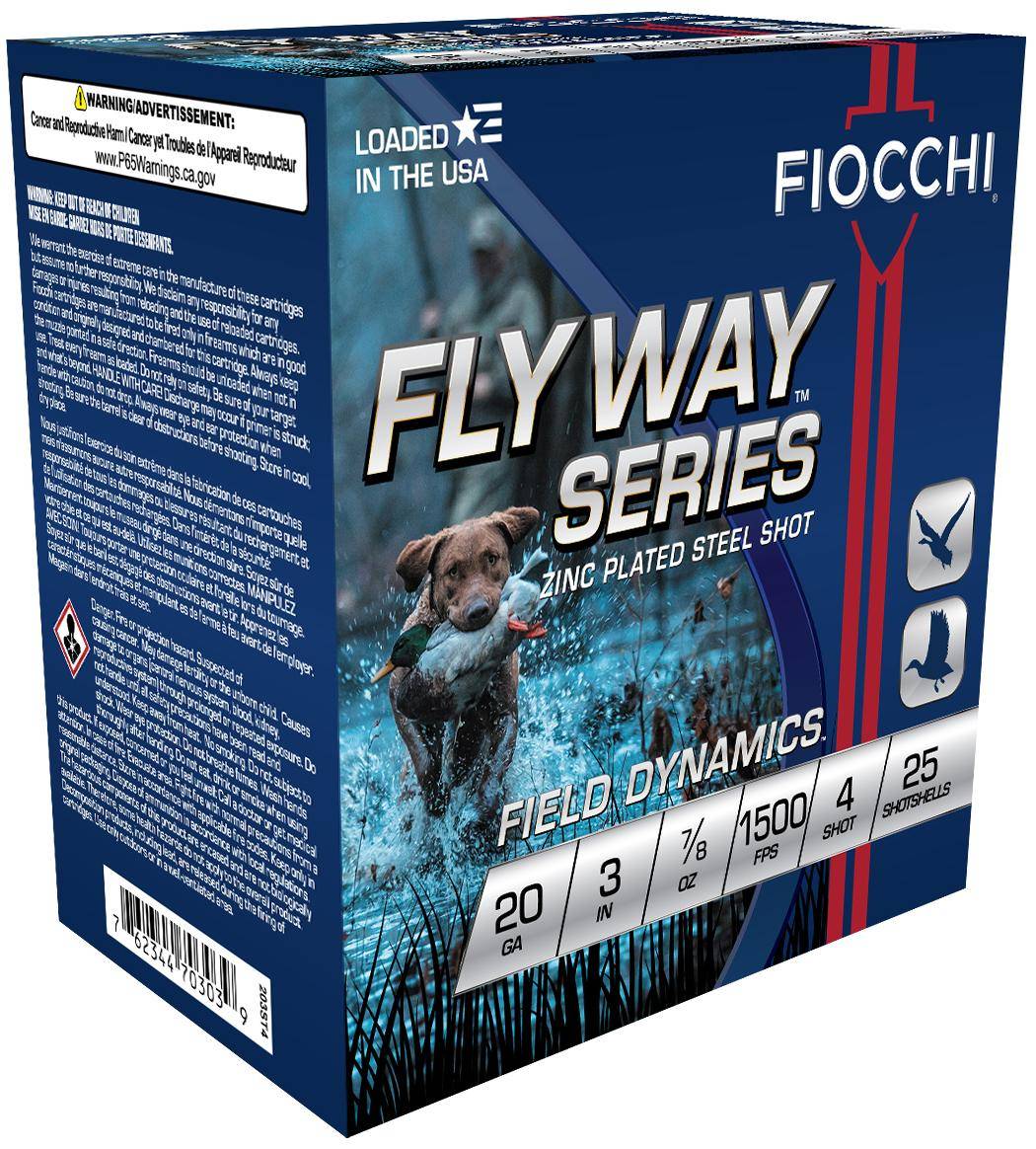 Fiocchi Flyway Steel Shotshells 20 ga 3" 7/8oz 1500fps #4 25/ct