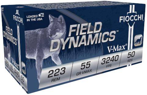 Fiocchi Field Dynamics Rifle Ammunition .223 Rem 55 gr VMAX 3240 fps 50/ct