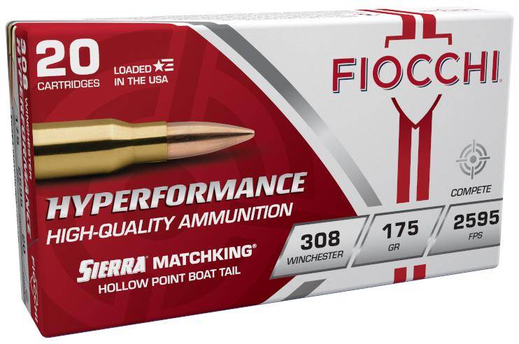 Fiocchi Hyperformance Matchking Rifle Ammunition .308 Win. 175 gr HPBT 2595 fps 20/ct