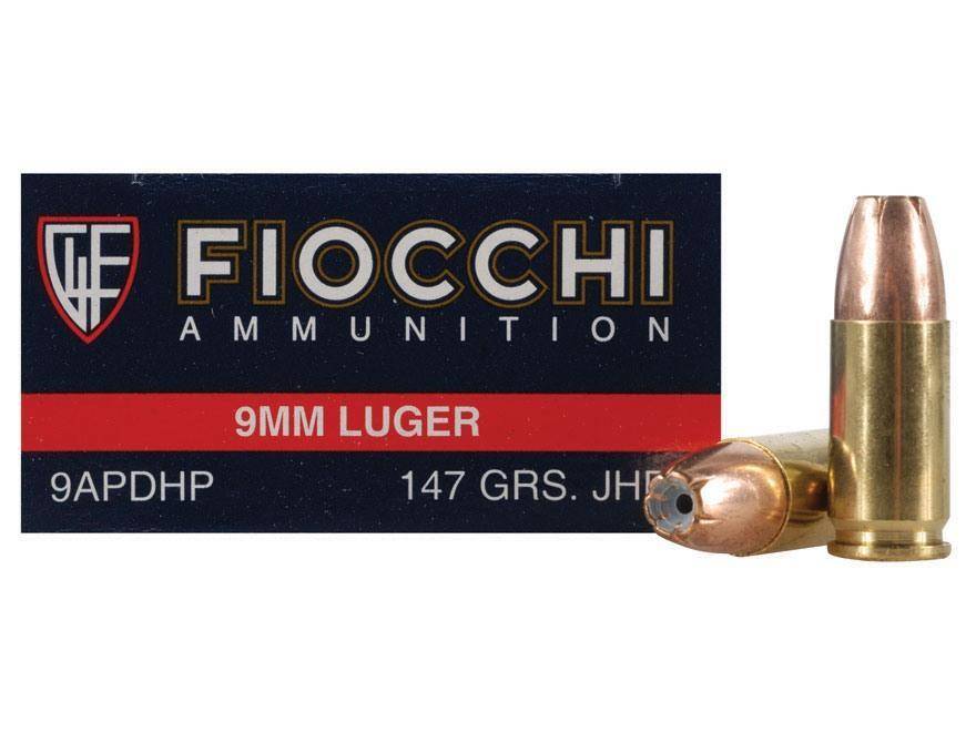 Fiocchi Pistol Shooting Dynamics Handgun Ammunition 9mm Luger 147 gr JHP 975 fps 50/ct