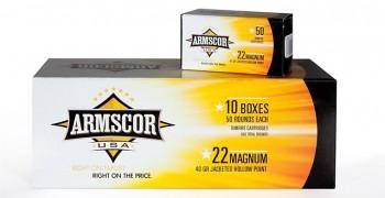 Armscor Rimfire Ammunition .22 WMR Nickle Plated 40 gr JHP 1838 fps 50/ct