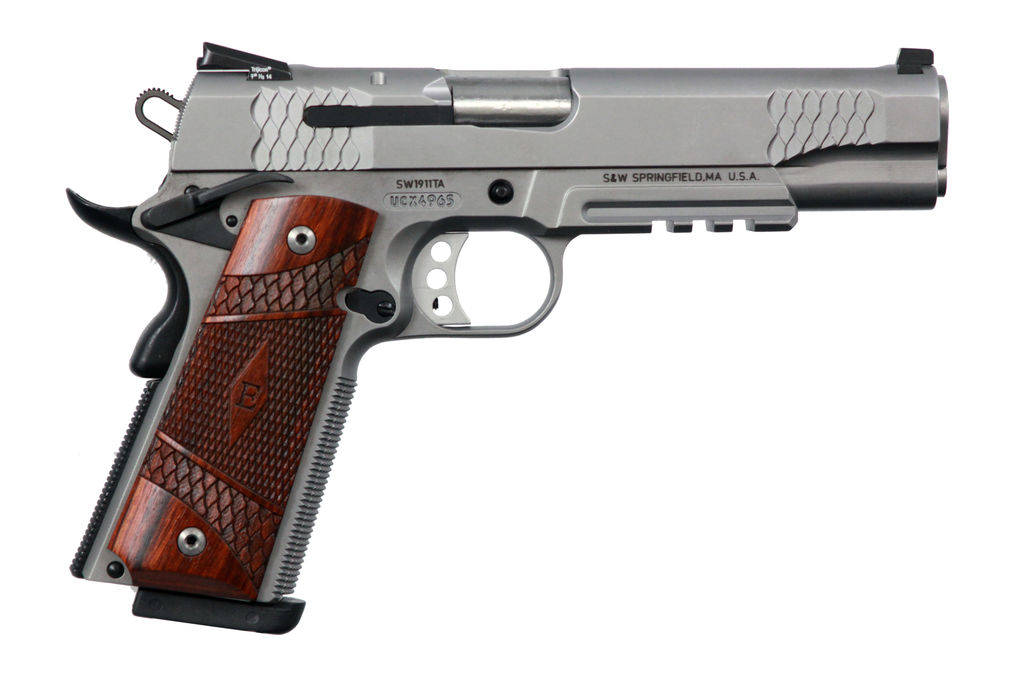 S&W M1911TA E-Series Tactical Rail Handgun 45 Auto 8rd Magazine 5" Barrel Wood Grips