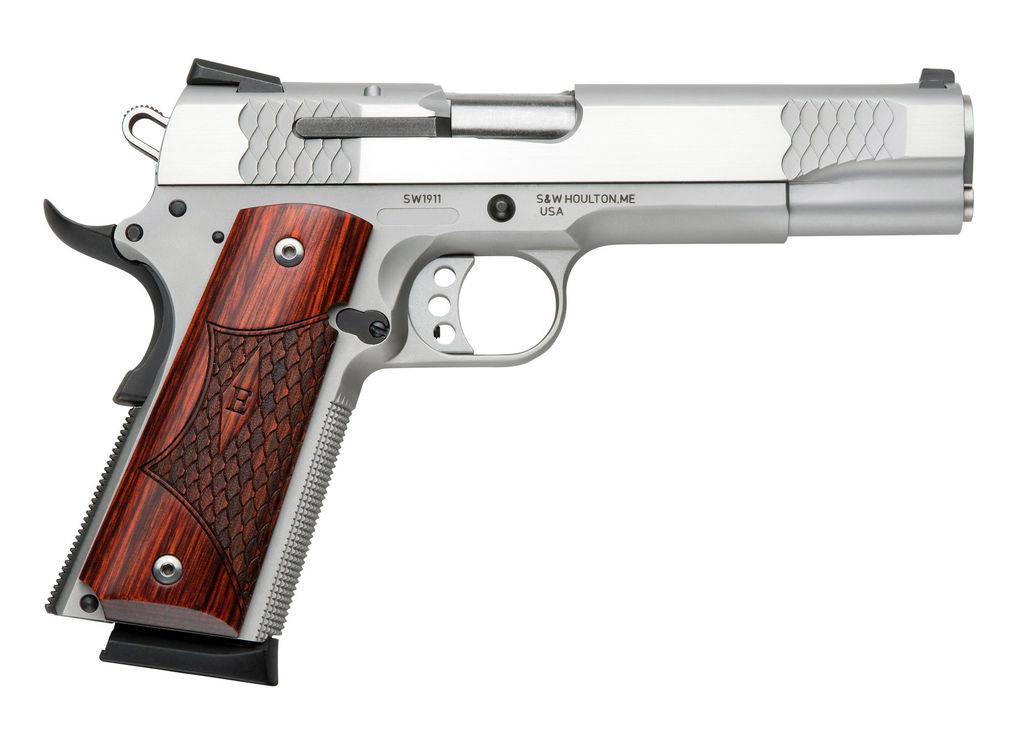 S&W M1911 E-Series Handgun .45 Auto 8rd Magazines(2) 5" Barrel Wood Grips