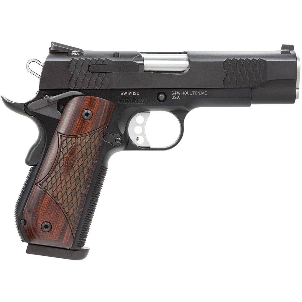 S&W M1911SC E-Series Round Butt Scandium Frame Handgun .45 Auto 8rd Magazine 4.25" Barrel Wood Grips