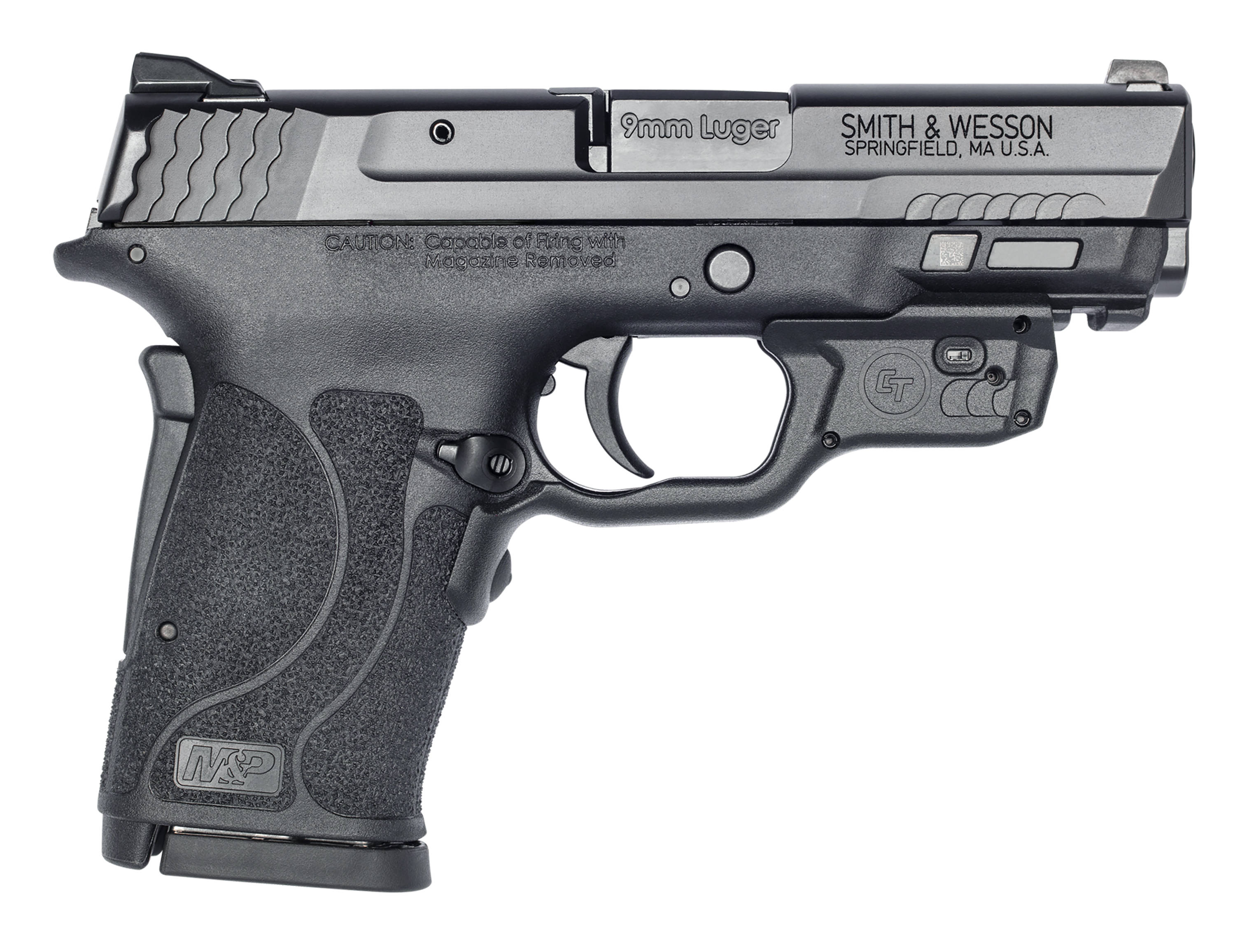 S&W M&P 9 SHIELD EZ No Manual Thumb Safety W/Crimson Trace Red Laserguard 9mm Luger 8rd Magazine 3.75" Barrel