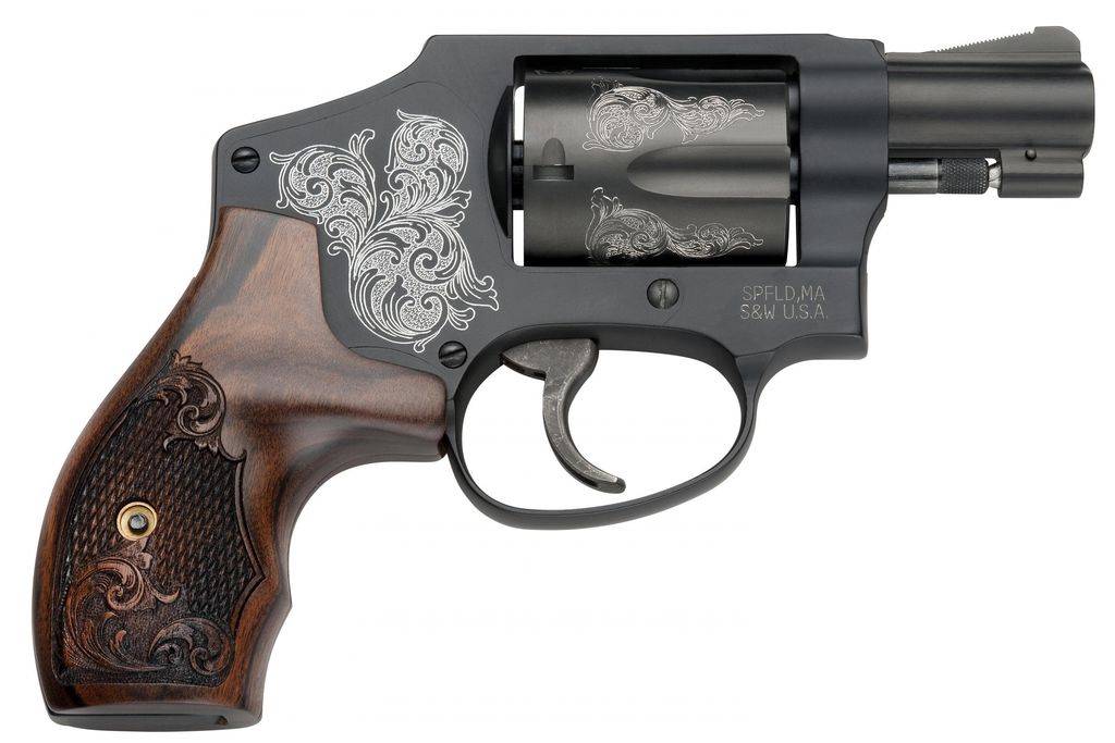 Smith & Wesson M442 Handgun 38 S&W Spl 5rd Capacity 1.875" Barrel Engraved Wood Grip