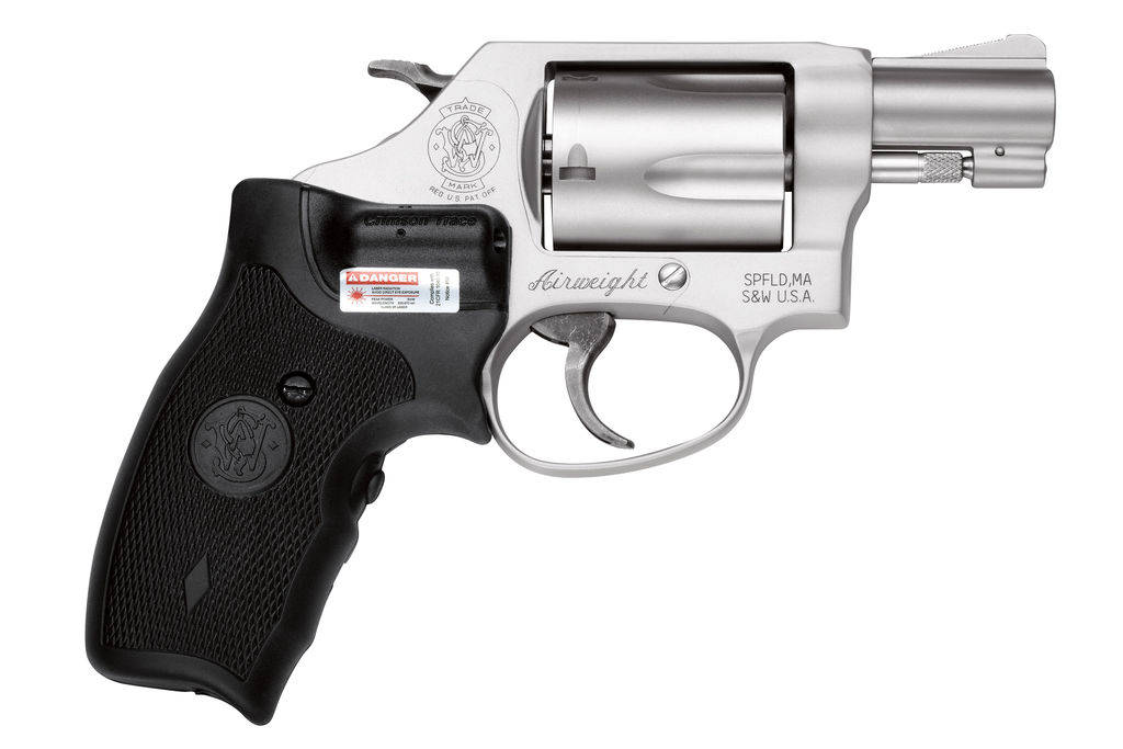 Smith & Wesson M637 Handgun .38 Spl 5rd Capacity 1.9" Barrel Silver with Black Crimson Trace Lasergrip