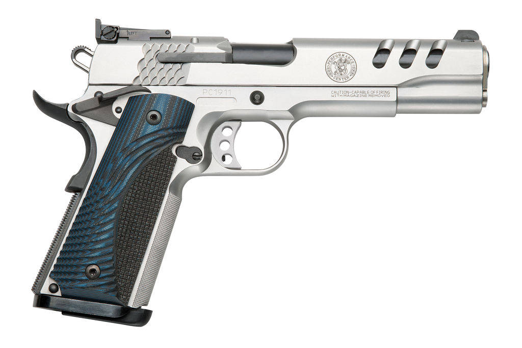 S&W PC Model 1911 Handgun .45 ACP 9rd Magazine 5" Stainless Barrel Blue Grip