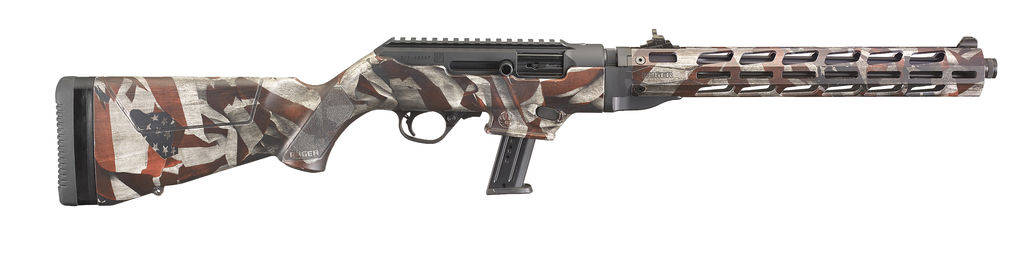 Ruger PC Carbine 9mm Luger 17rd Magazine 16.12" Barrel American Flag Camo Synthetic Stock