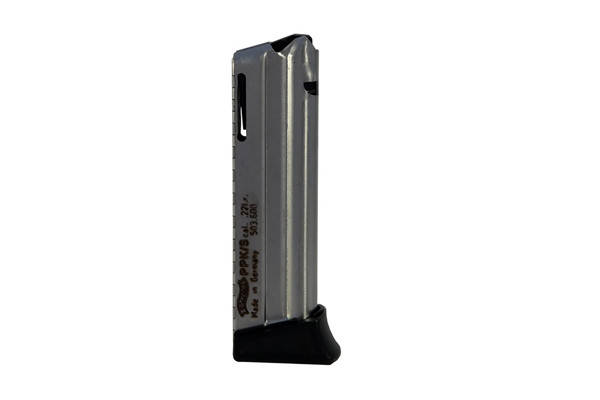 Walther PPK/S Handgun Magazine w/Finger Rest Steel Nickel Plated .22 LR 10/rd