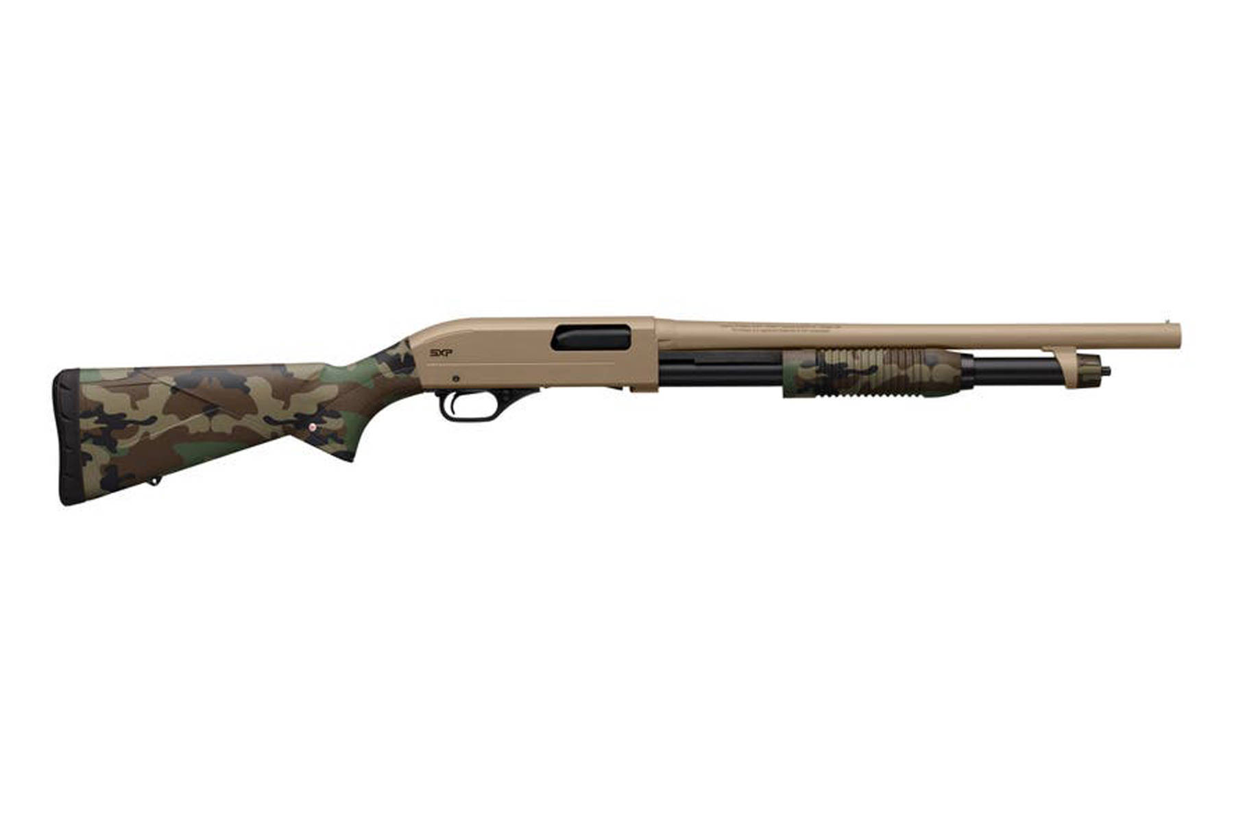 Winchester SXP Woodland Defender Shotgun 12 ga 3" Chamber 5rd Magazine 18" Barrel FDE and Woodland Camo - Image 2