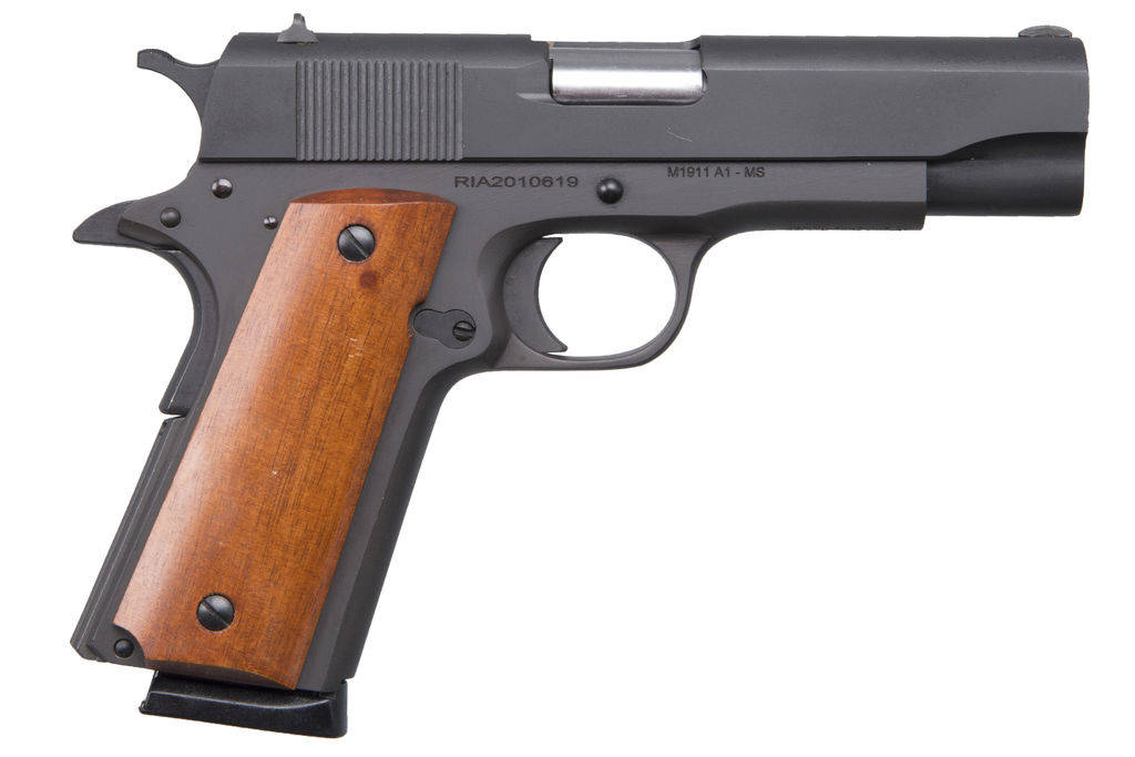 Rock Island Armory M1911 GI Standard MS Handgun .45 ACP 8rd Magazine 4.2" Barrel Black with Wood Grips CA MD MA Compliant