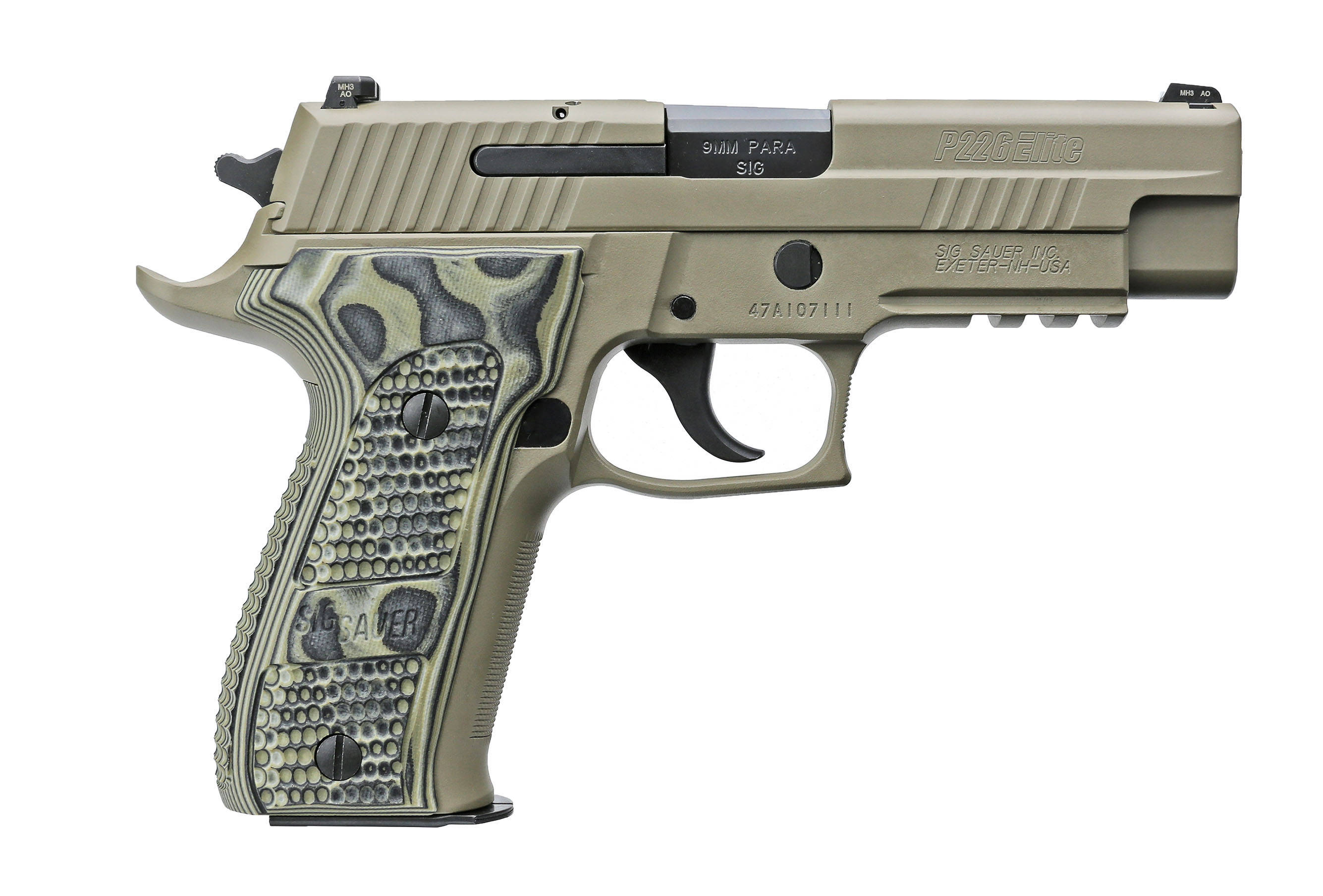Sig Sauer P226 Scorpion 9mm Luger 10rd Magazine 4.4" Barrel FDE Night Sights Hogue Ext G10 Grips CA Compliant