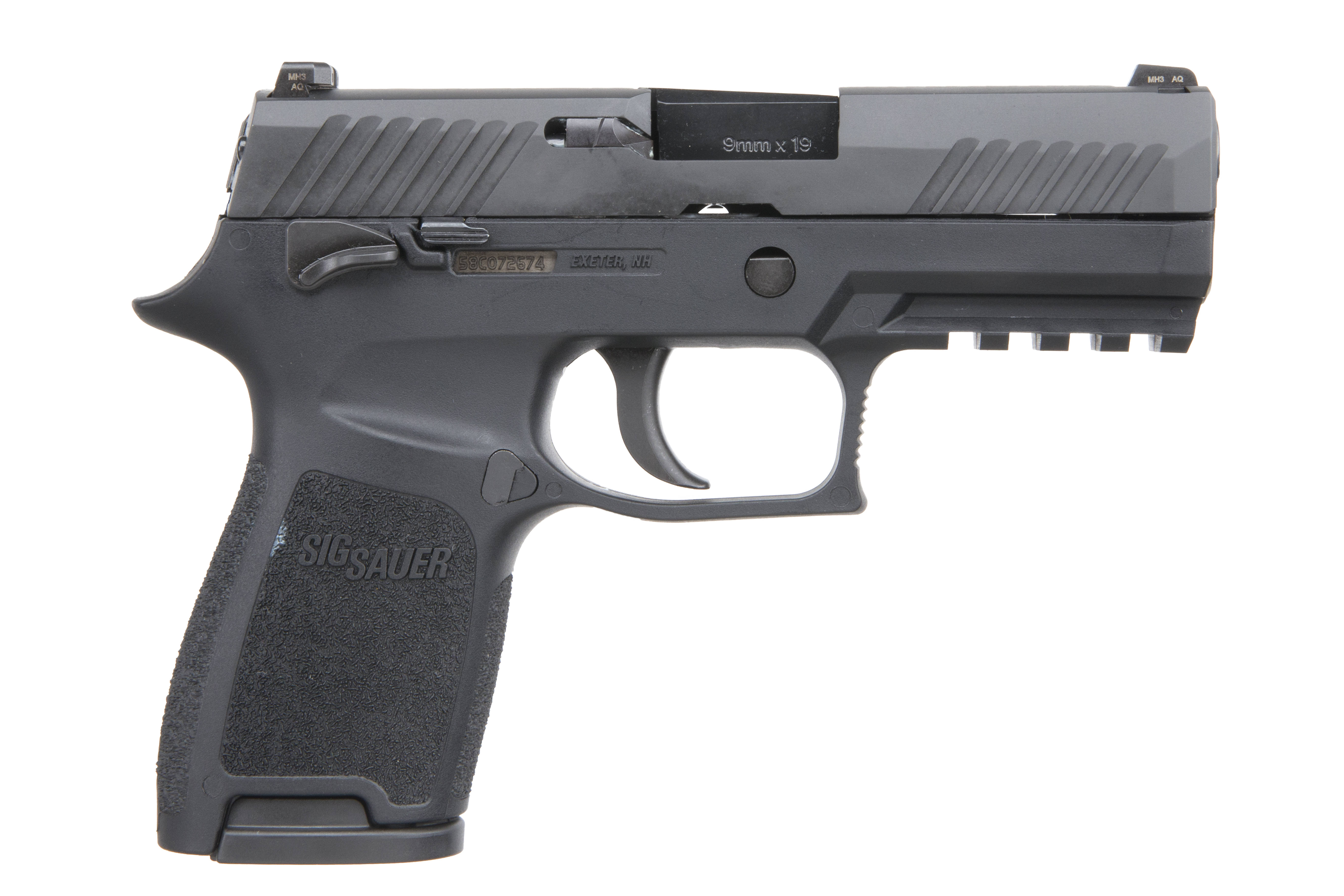 Sig Sauer P320 Compact Handgun 9mm Luger 10rd Magazines 3.9" Barrel Nitron Finish Siglite Sights MA Compliant Manual Safety
