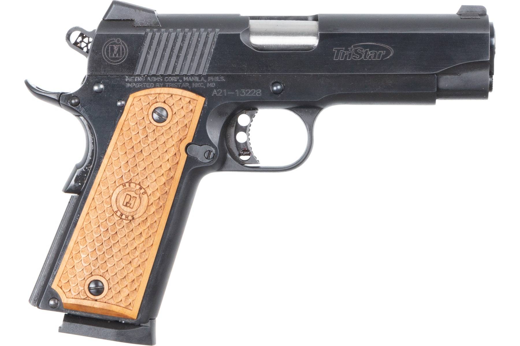 TriStar American Classic Commander 1911 Handgun 9mm Luger 10rd Magazine 4.25" Barrel Black with Wood Grip