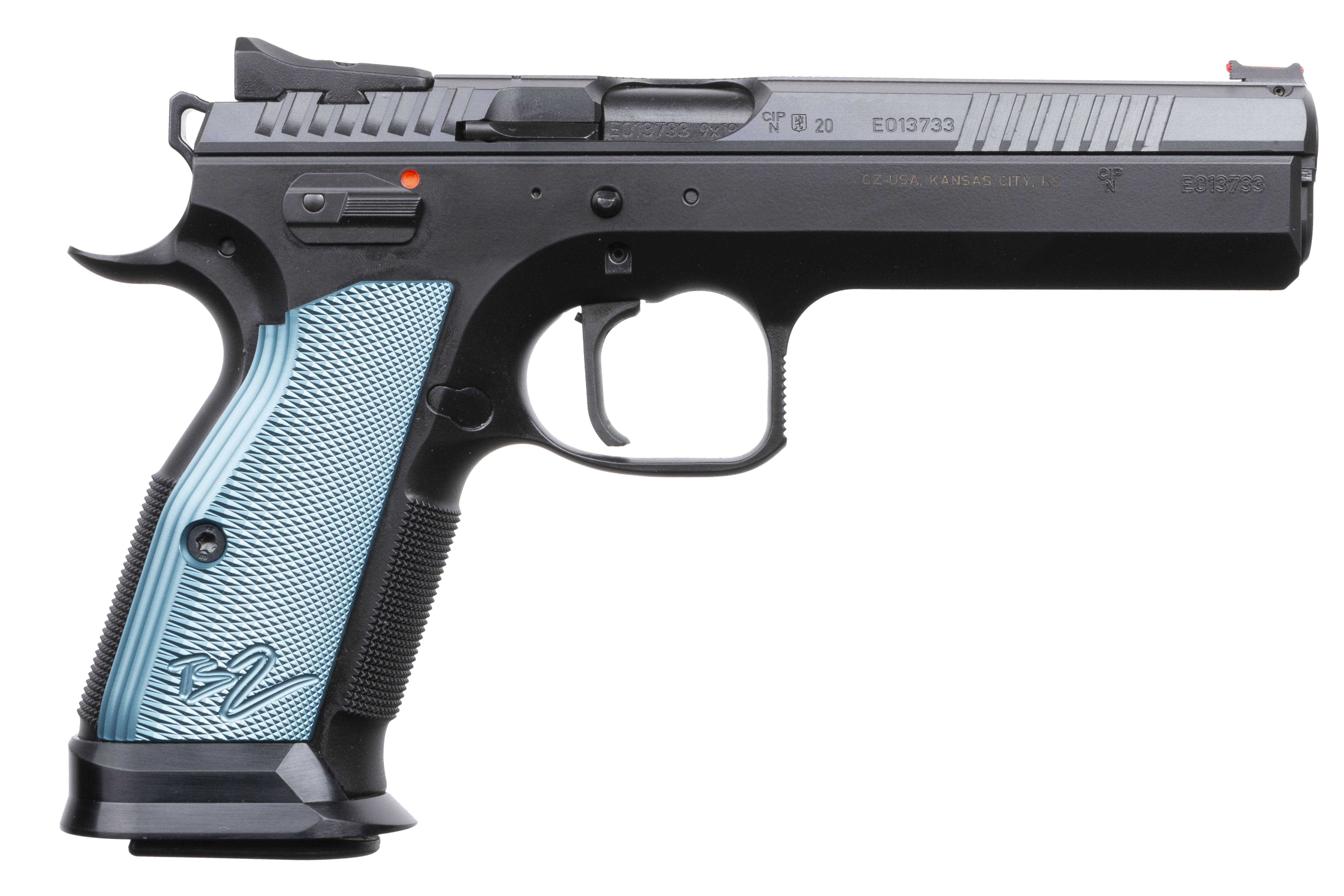 CZ 75 Tactical Sport 2 Handgun 9mm Luger 20rd Magazines 5.28" Barrel Blue Aluminum Grips