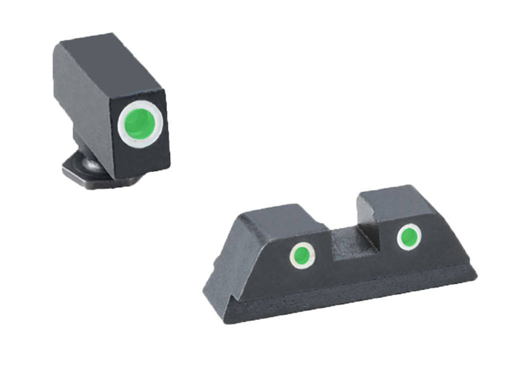 Ameriglo Classic 3 Dot Night Sight Set for Glock 42/43 / Front Tritium - Green / Front Outline - White / Rear Tritium - Green / Rear Outline - White