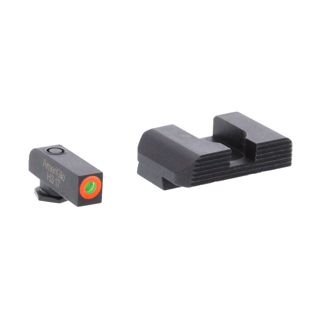 Ameriglo Glock Gen1-4 Hackathorn Sight for Glock 42-43 Green Tritium Orange Front - Black Serrated Rear