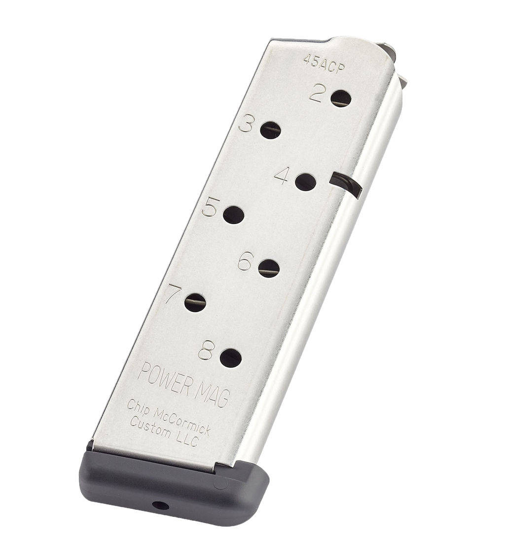 Chip McCormick 1911 Power Mag Handgun Magazine .45 ACP Stainless Steel 8/rd