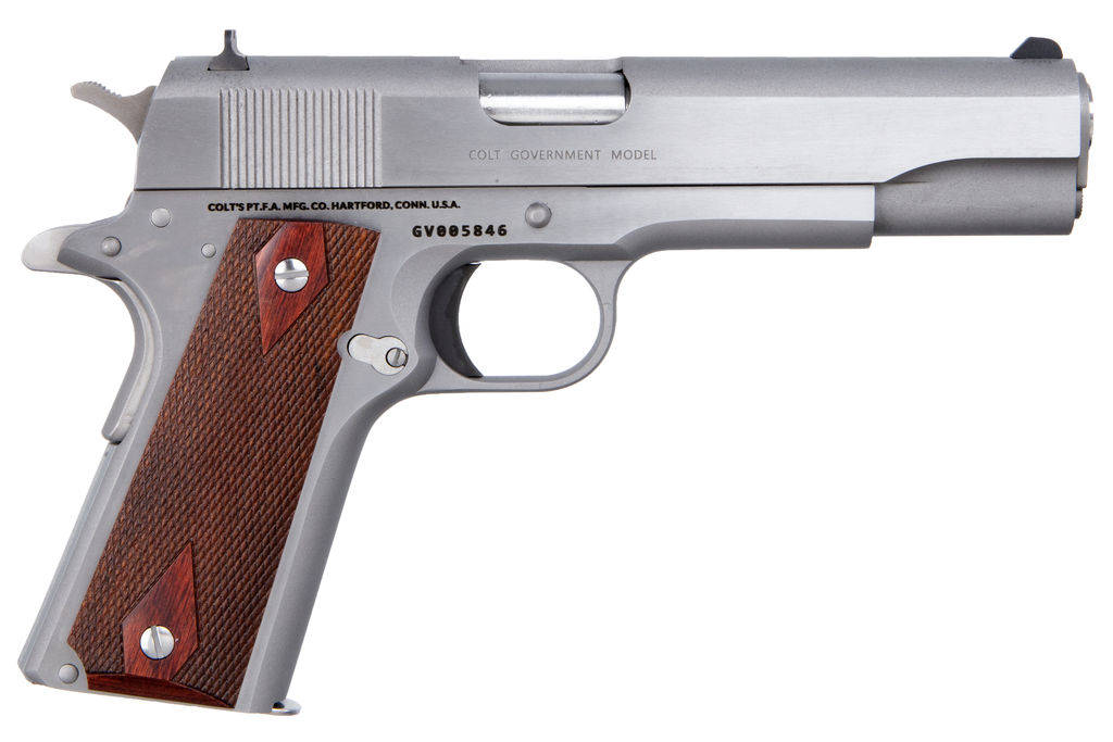 Colt Government Model Handgun .45 Auto 7rd Magazine 5" Barrel Stainless Finish