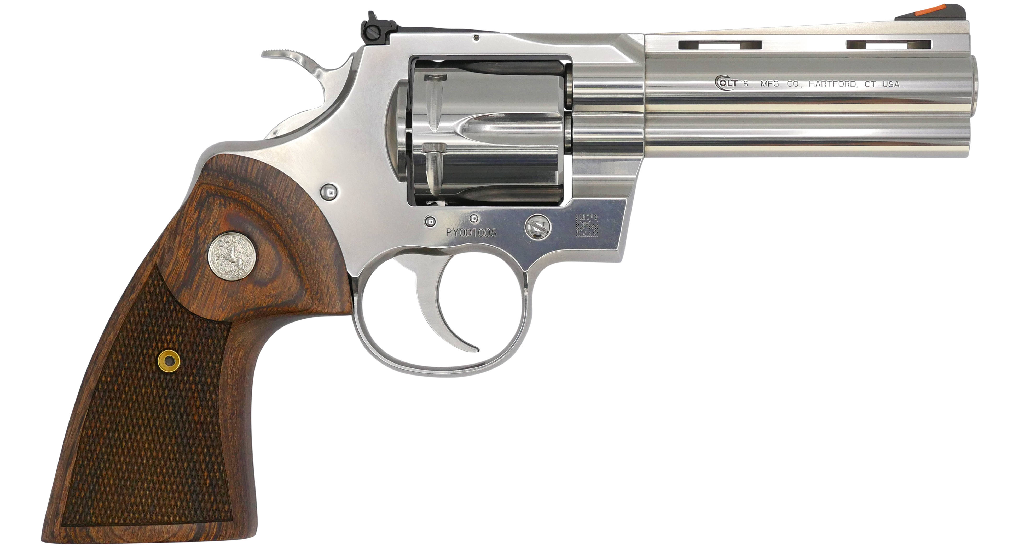 Colt Python Handgun .357 Mag 6rd Capacity 4.25" Barrel Stainless Finish Wood Grips