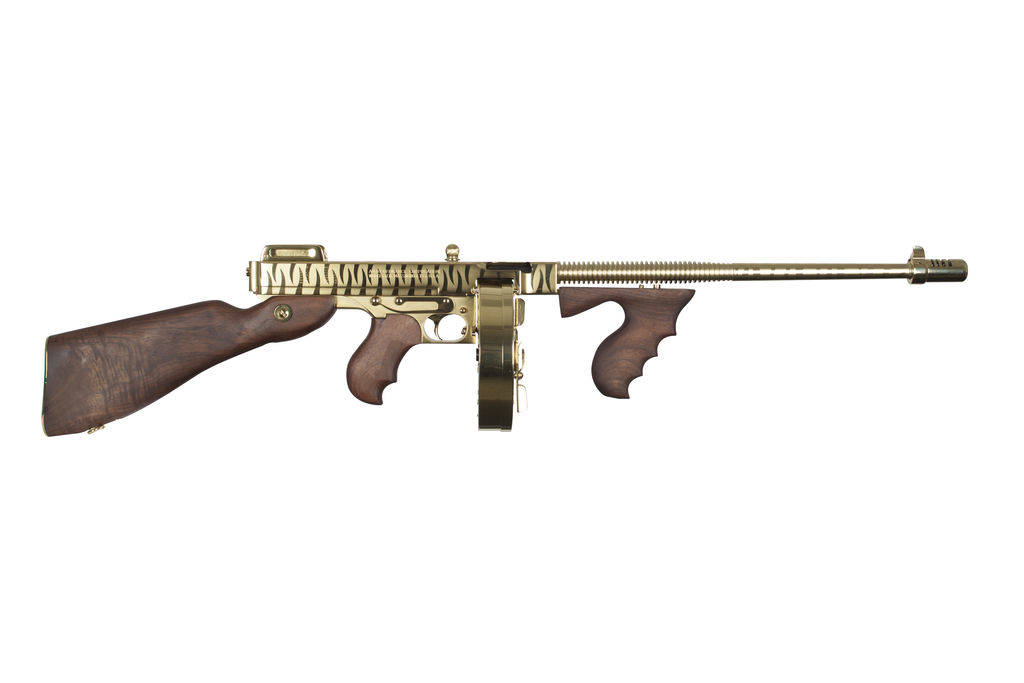 Auto Ordnance 1927A-1 Deluxe Carbine Rifle .45 Cal 20rd (1) & 50rd (1) Magazines 16.5" Barrel Gold Tiger Stripe