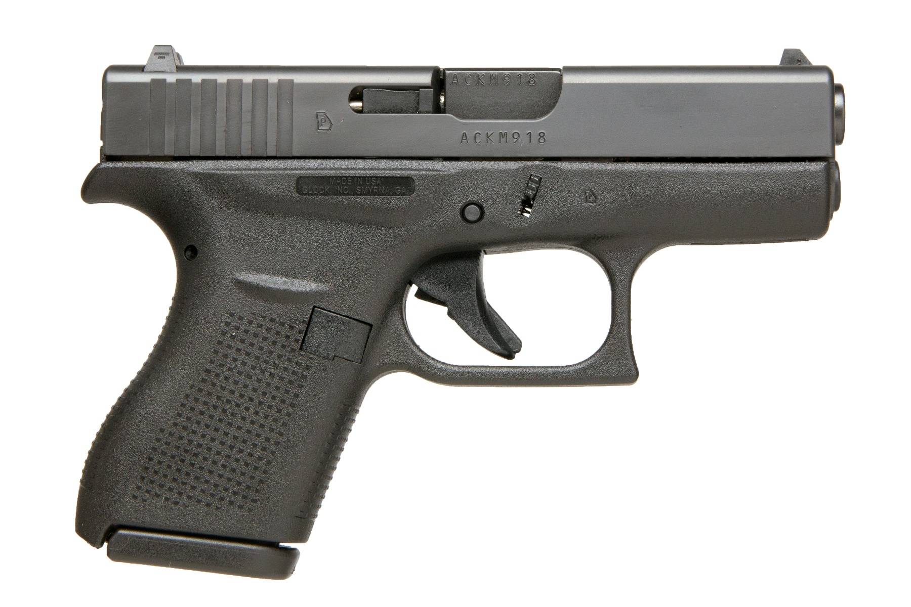 Glock 42 Subcompact Handgun .380 ACP 6rd Magazines (2) 3.25" Barrel Black USA