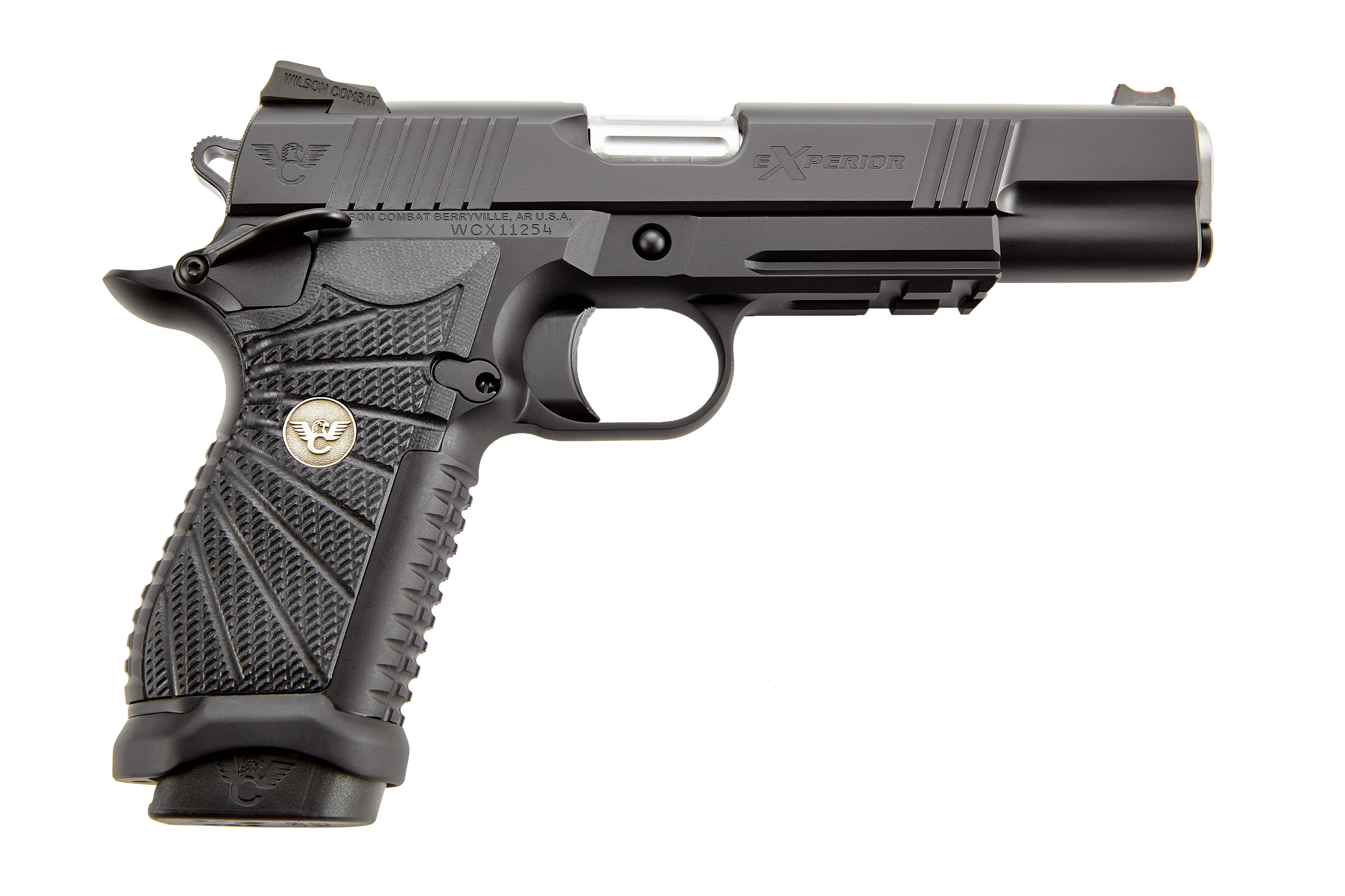 Wilson Combat eXperior Double-Stack Full-Size Handgun 9mm Luger 18rd Magazines (2) 5" Barrel Black Lightrail Frame Ambidextrous Safety