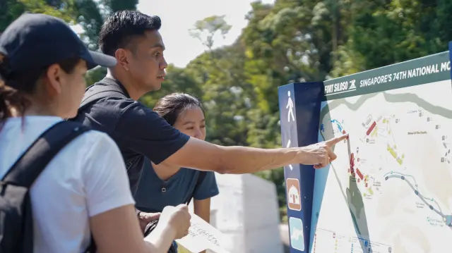 Large group amazing race checkpoint challenge at Sentosa Singapore