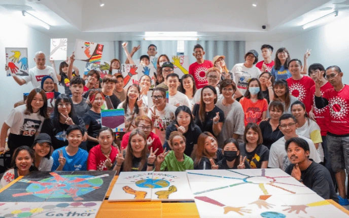Individual art jamming session with canvas and acrylic paints